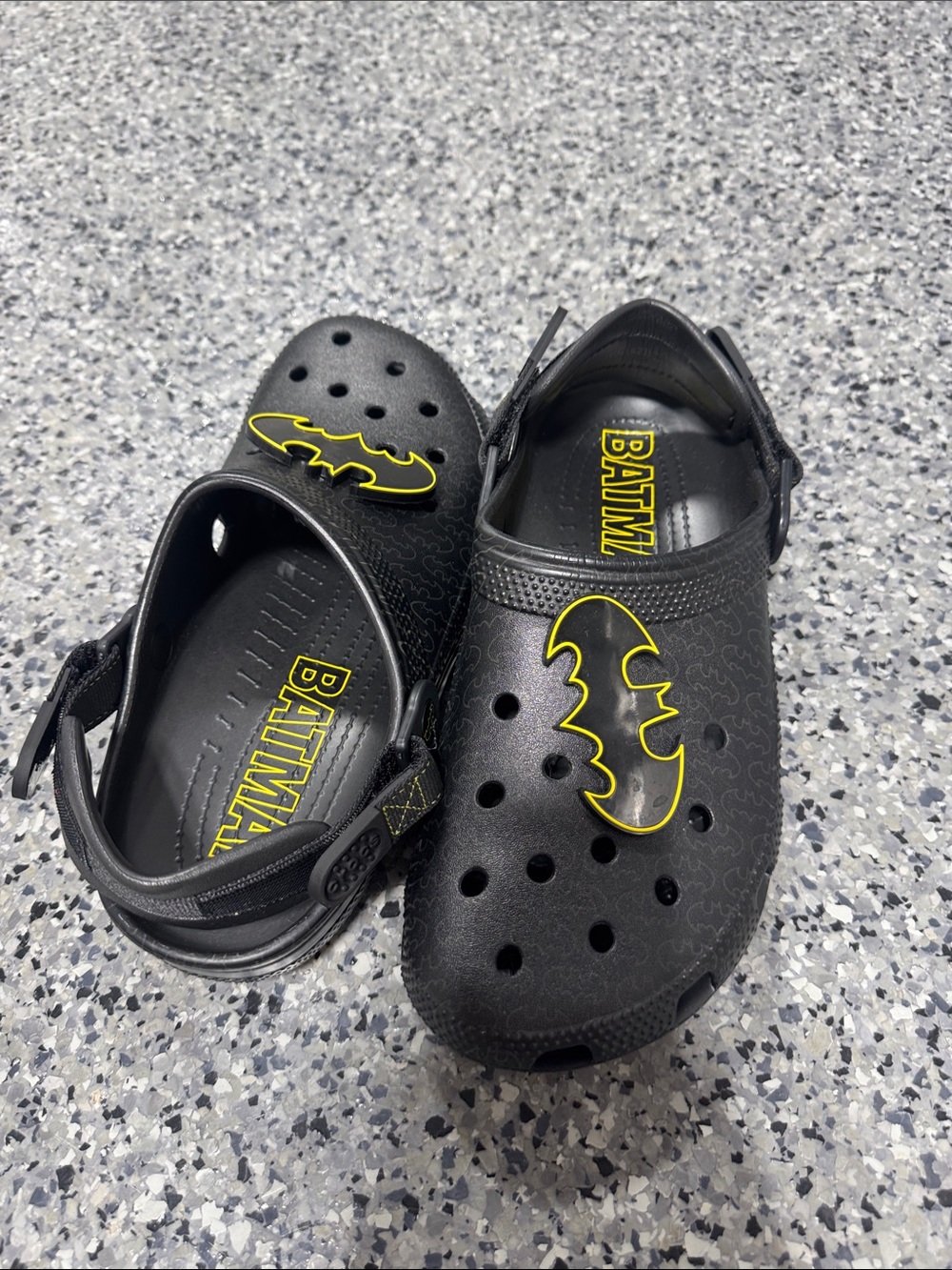 CROCS Batman Black Clog Sandals with Yellow Logo